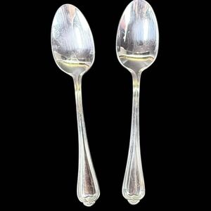 Pfaltzgraff FAIRISLE  Place/Oval Soup Spoons 6 7/8"  Glossy Stainless Set Of 2
